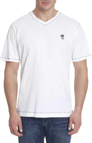 Robert Graham Men's Damien, Cotton Solid-Colored V-Neck Shirt