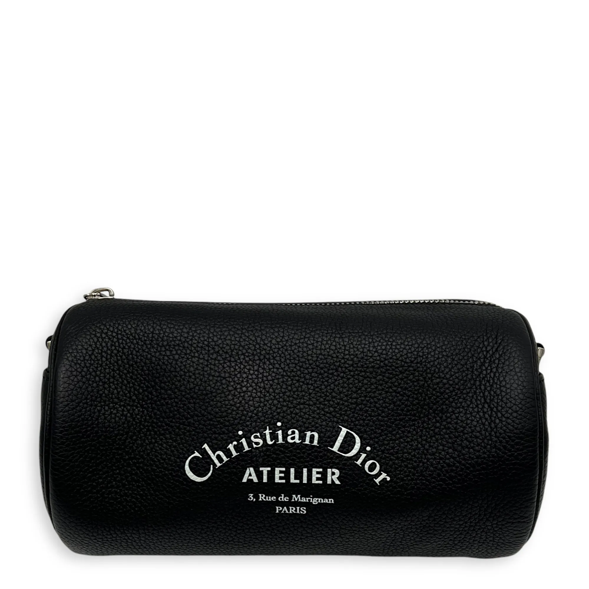 Roller Crossbody Bag Black in Calfskin, Silver hardware