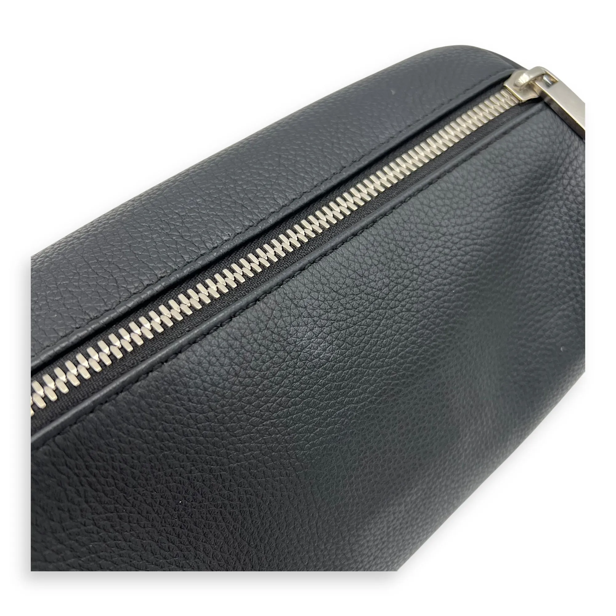 Roller Crossbody Bag Black in Calfskin, Silver hardware