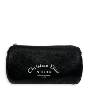 Roller Crossbody Bag Black in Calfskin, Silver hardware