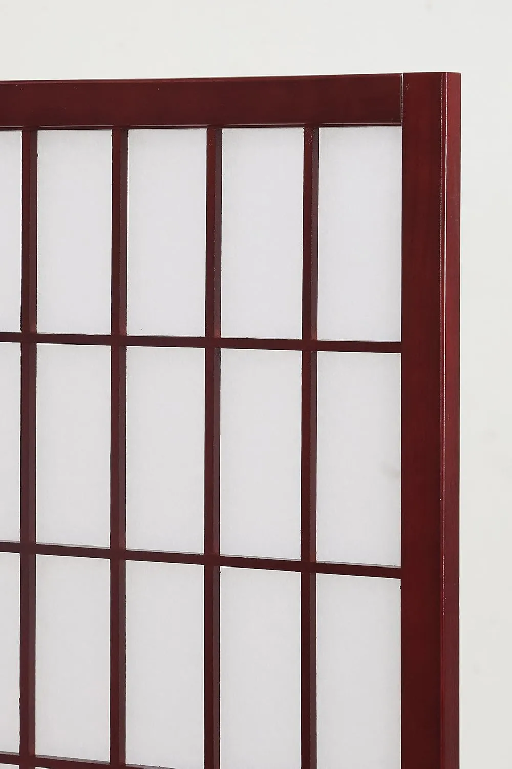 Roundhill Furniture Oriental Shoji 4 Panel Screen Room Divider, Cherry