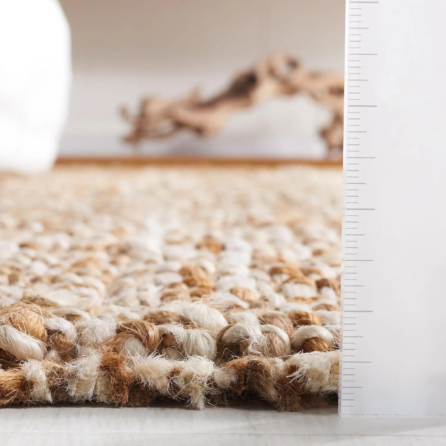 SAFAVIEH Natural Fiber Collection Runner Rug - 2'6" x 8', Natural & Ivory, Handmade Chunky Textured Jute 0.75-inch Thick, Ideal for High Traffic Areas in Living Room, Bedroom (NF447N)