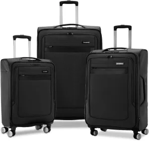 Samsonite Ascella 3.0 Softside Expandable Luggage with Spinner Wheels, 3-Piece Set (20/25/28), Black