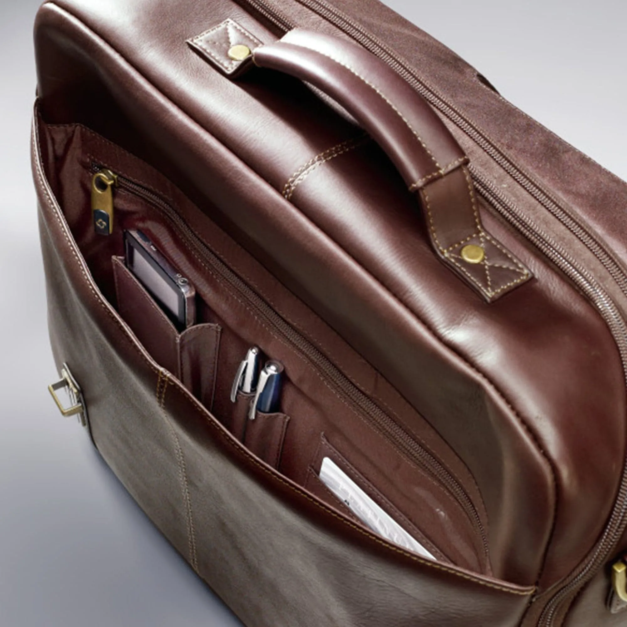 Samsonite Leather Business Cases Colombian Leather Flapover Case