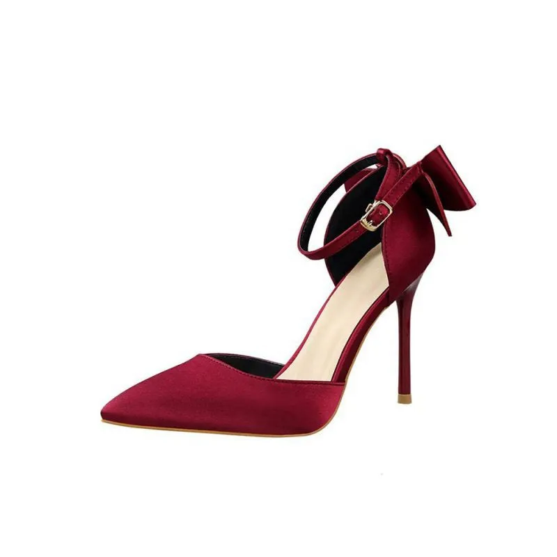 Satin Prom Heels with Bowknot