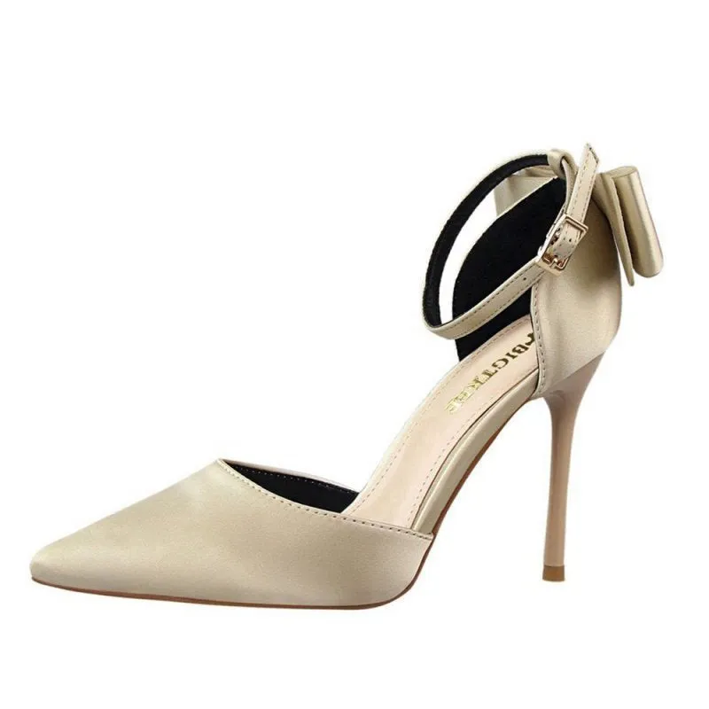 Satin Prom Heels with Bowknot
