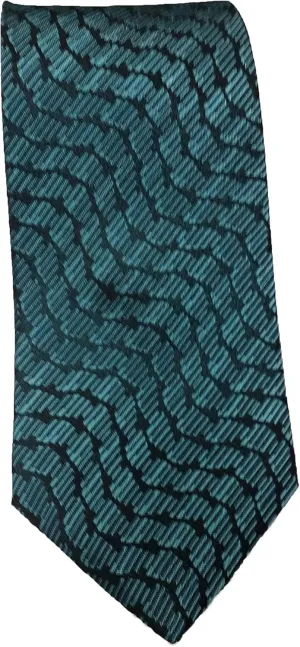 Sea Green and Black Geometric Silk Tie