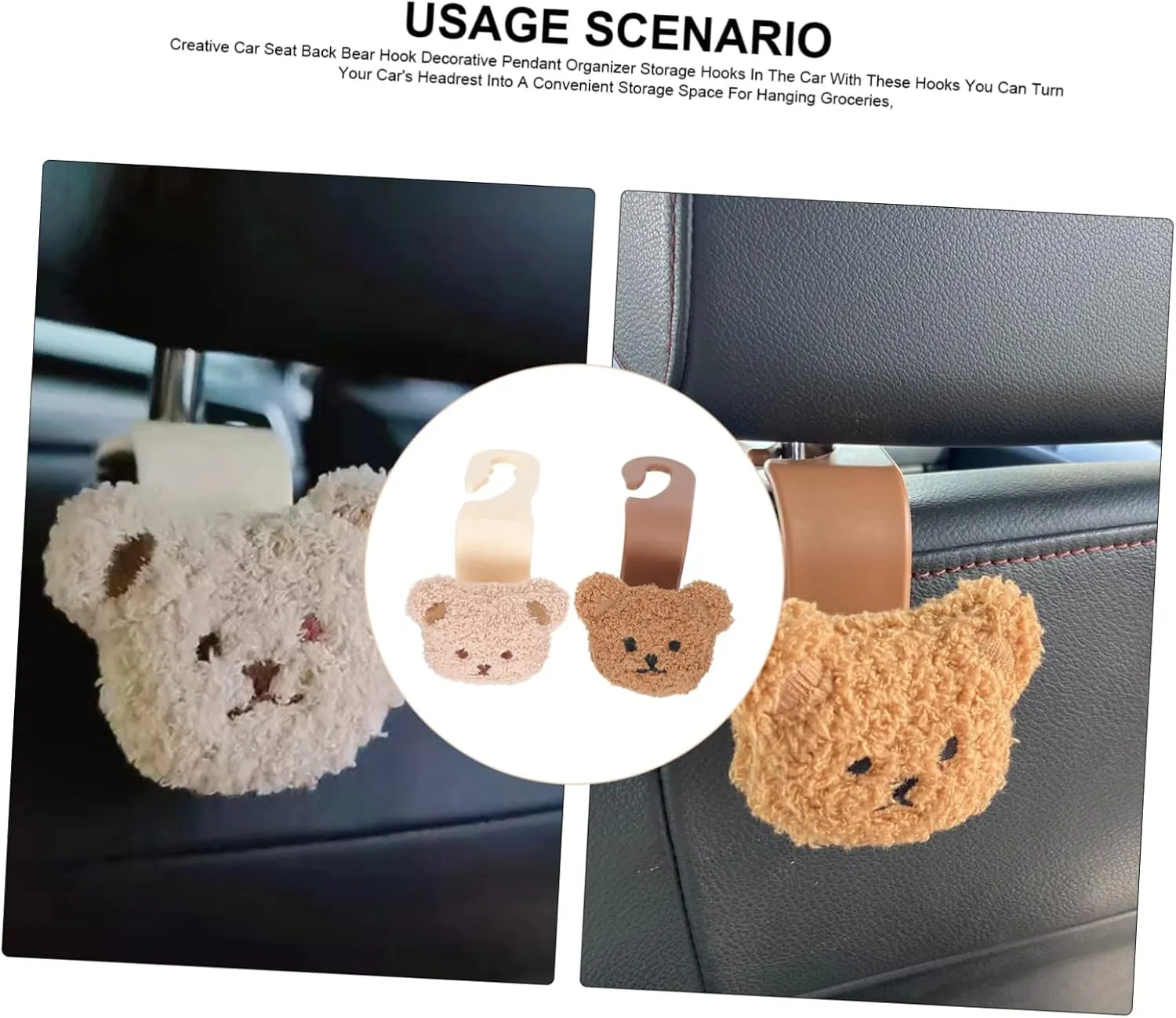 Seat Headrest Hook for Car: 4Pcs Auto Seat Hook Hangers Storage Organizer Interior Accessories for Purse Coats Umbrellas Grocery Bags Handbag