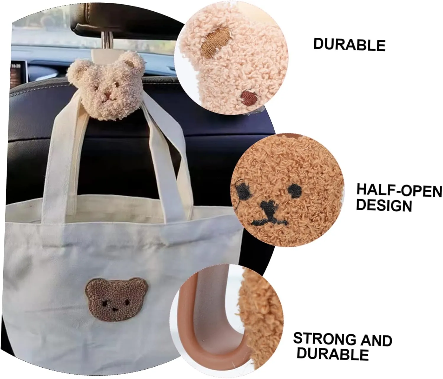 Seat Headrest Hook for Car: 4Pcs Auto Seat Hook Hangers Storage Organizer Interior Accessories for Purse Coats Umbrellas Grocery Bags Handbag
