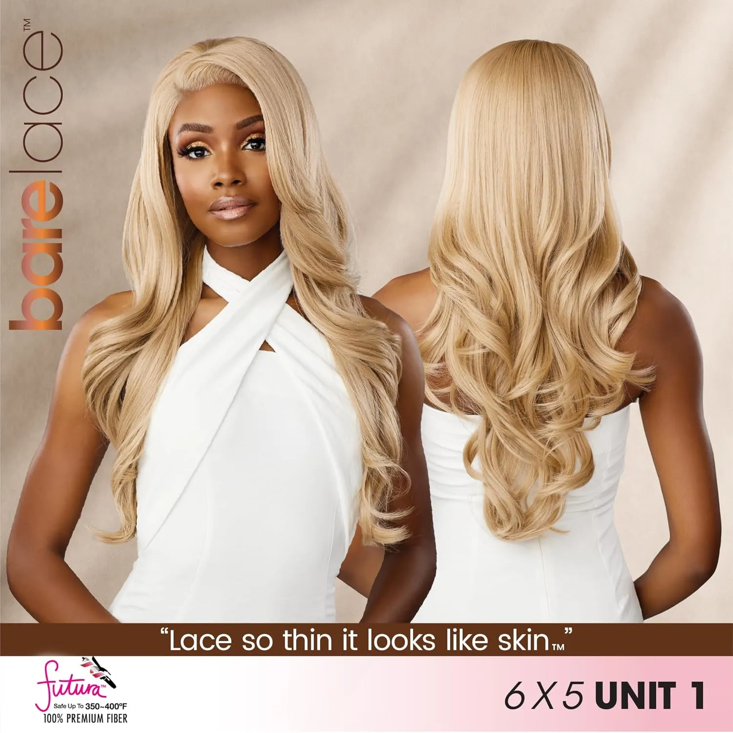 Sensationnel Bare Lace 6X5 Lacewig - Unit 1 Lacefrontal Glueless Synthetic 180 Degree Preplucked Hairline (1B OFFBLACK)