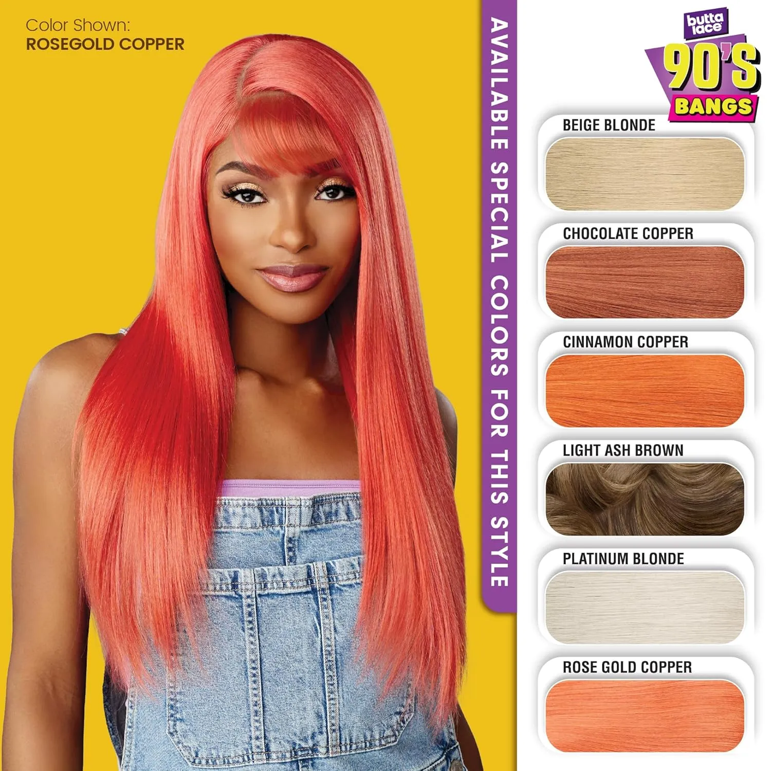 Sensationnel Butta Lace 90Sbangs Wigs - Unit 901 Glueless Wide Deep Part Synthetic Preplucked Hairline (CINNAMONCOPPER)