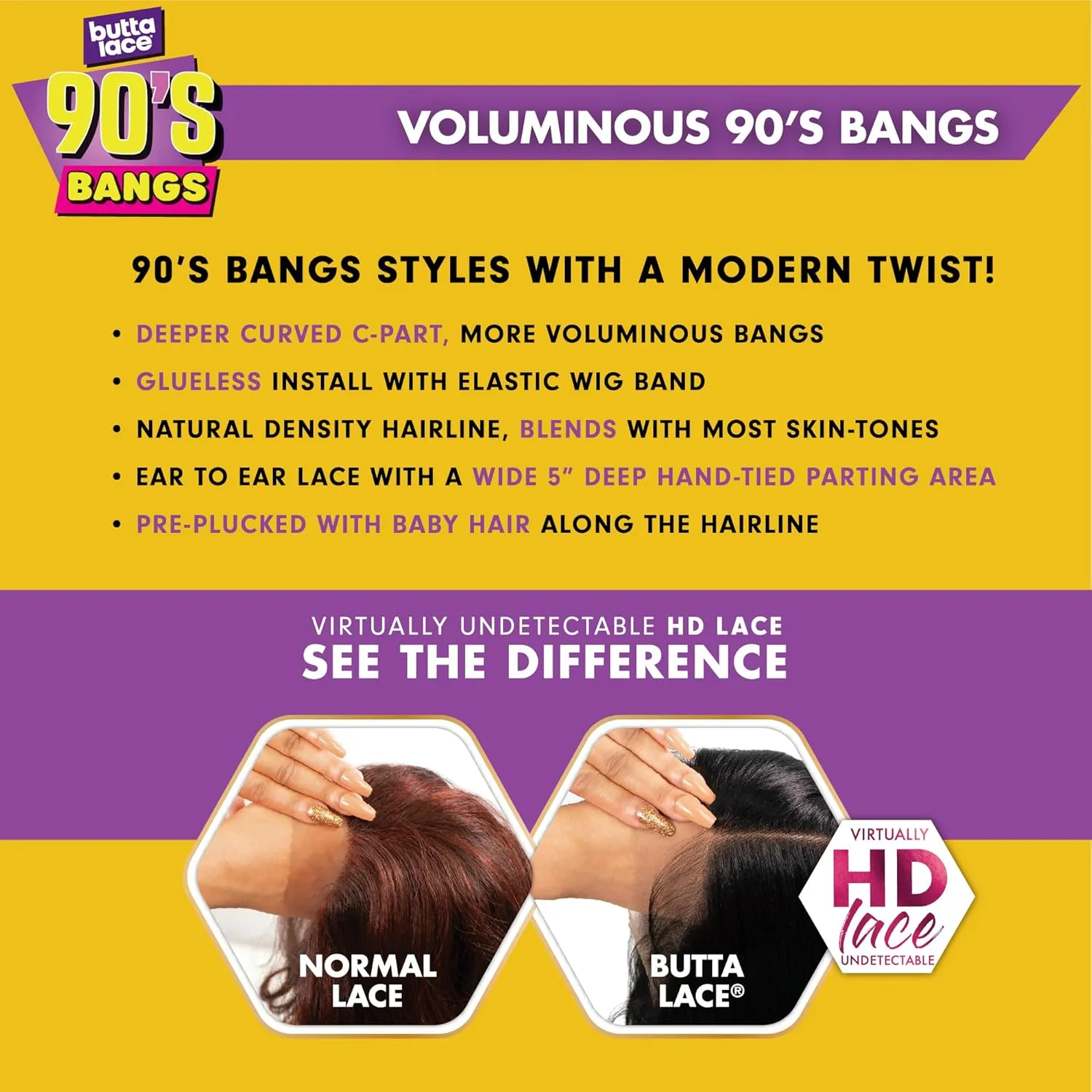 Sensationnel Butta Lace 90Sbangs Wigs - Unit 901 Glueless Wide Deep Part Synthetic Preplucked Hairline (CINNAMONCOPPER)