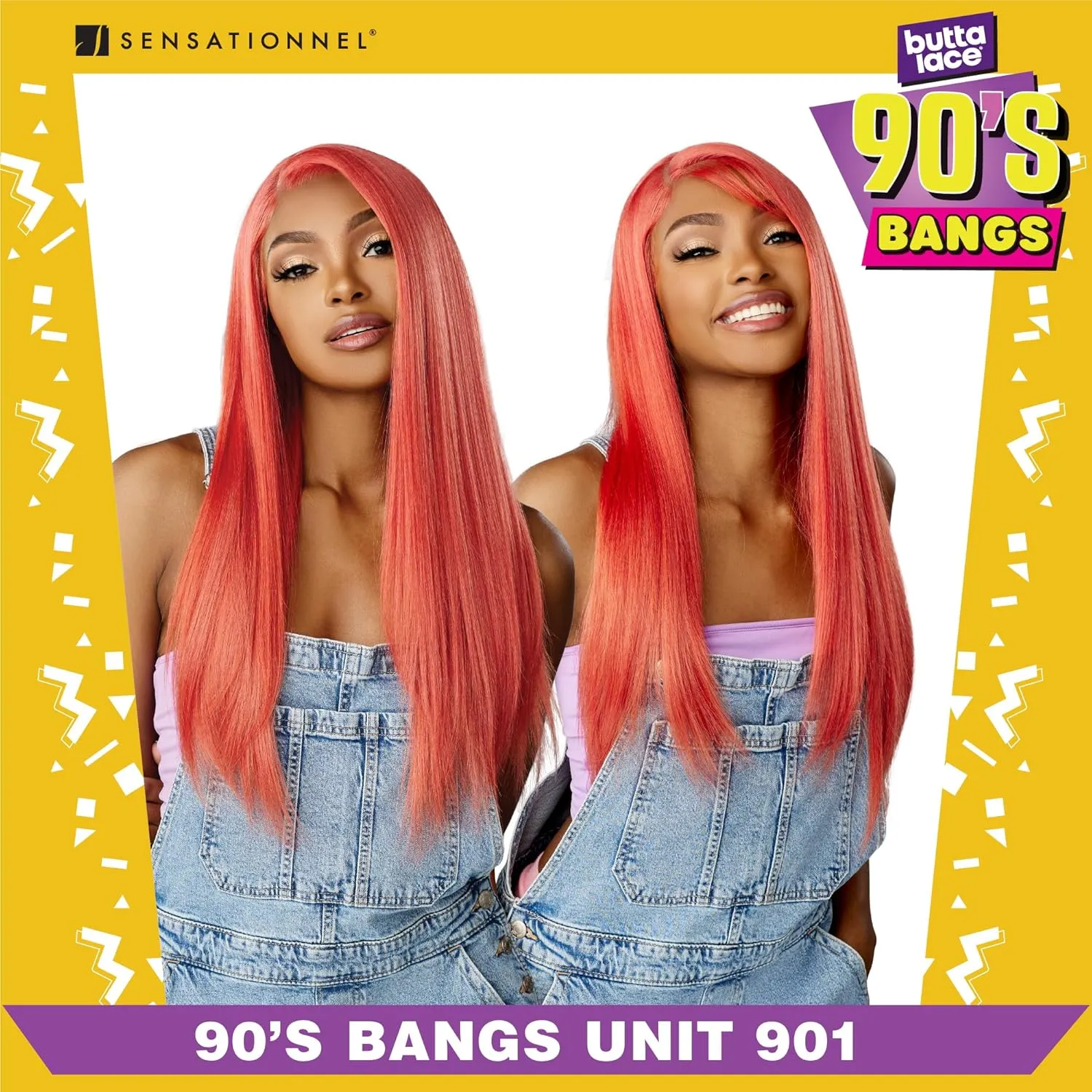 Sensationnel Butta Lace 90Sbangs Wigs - Unit 901 Glueless Wide Deep Part Synthetic Preplucked Hairline (CINNAMONCOPPER)