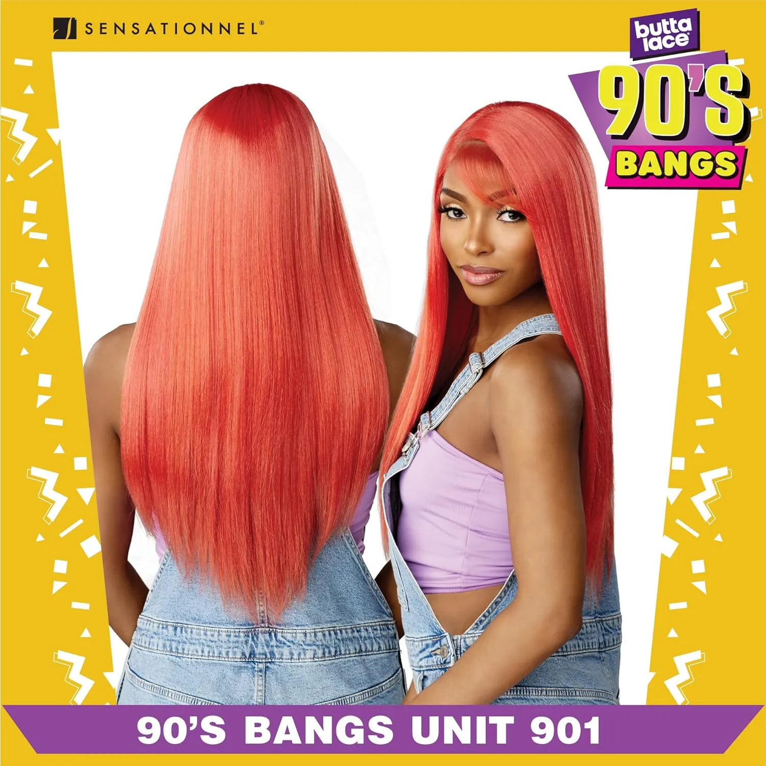 Sensationnel Butta Lace 90Sbangs Wigs - Unit 901 Glueless Wide Deep Part Synthetic Preplucked Hairline (CINNAMONCOPPER)
