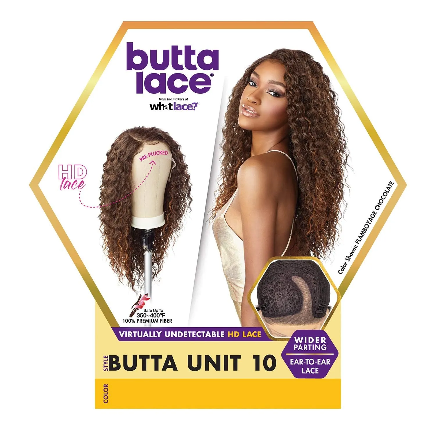 Sensationnel Butta Lace Wigs - Unit 10 Extra Wide 5 Inch Deep Parting Synthetic Preplucked Hairline Glueless Lacefront (FLAMBOYAGECHOCOLATE)