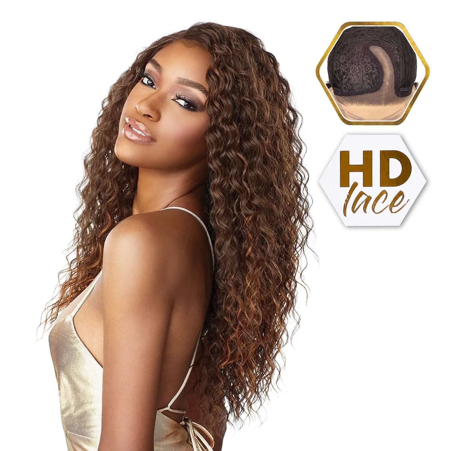 Sensationnel Butta Lace Wigs - Unit 10 Extra Wide 5 Inch Deep Parting Synthetic Preplucked Hairline Glueless Lacefront (FLAMBOYAGECHOCOLATE)