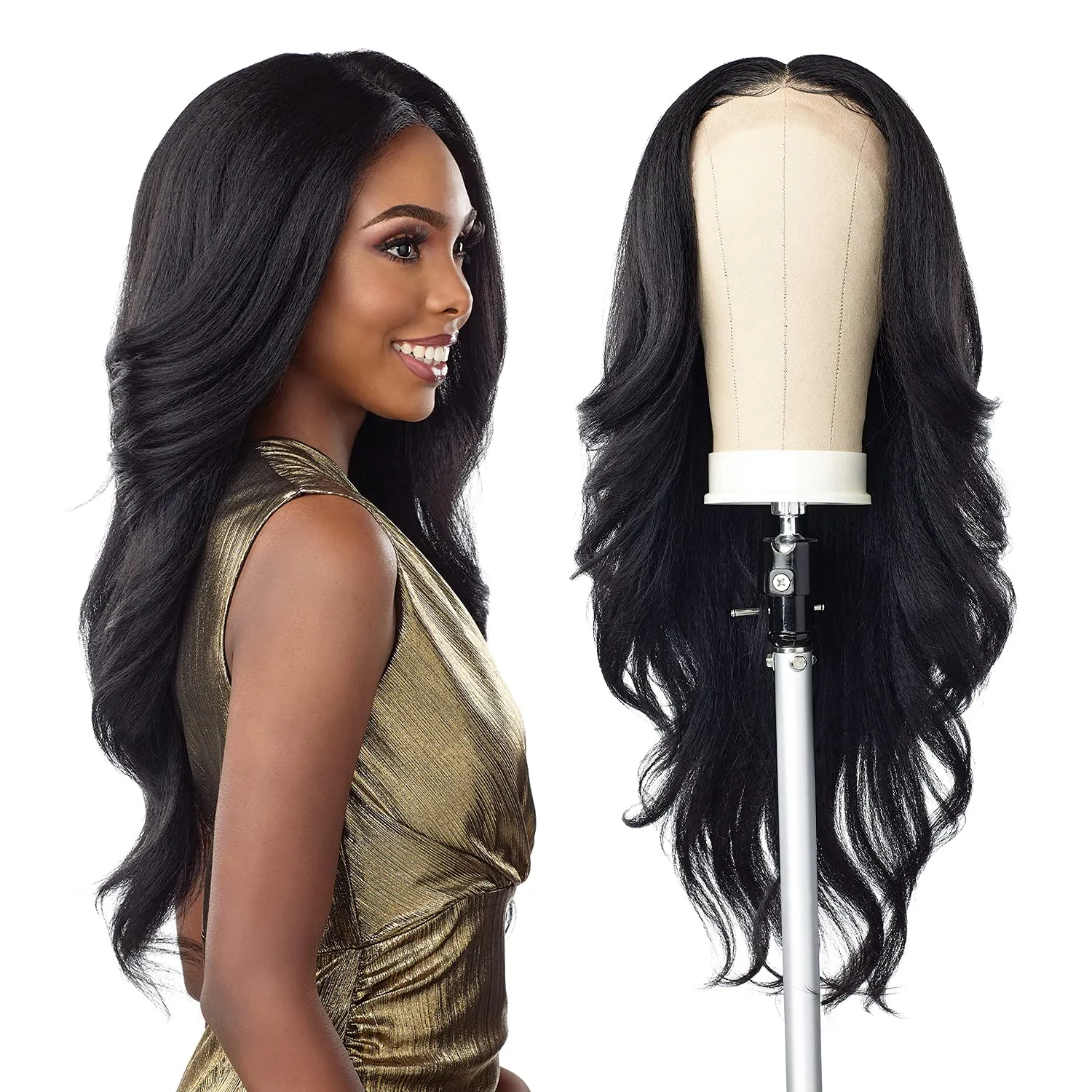 Sensationnel Butta Lace Wigs - Unit 16 Extra Wide 5 Inch Deep Parting Synthetic Preplucked Hairline Glueless Lacefront (1B OFFBLACK)