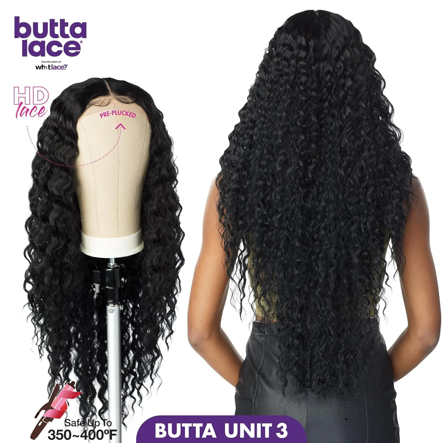 Sensationnel Butta Lace Wigs - Unit 3 Extra Wide 5 Inch Deep Parting Synthetic Preplucked Hairline Glueless Lacefront (Dark Brown 2)
