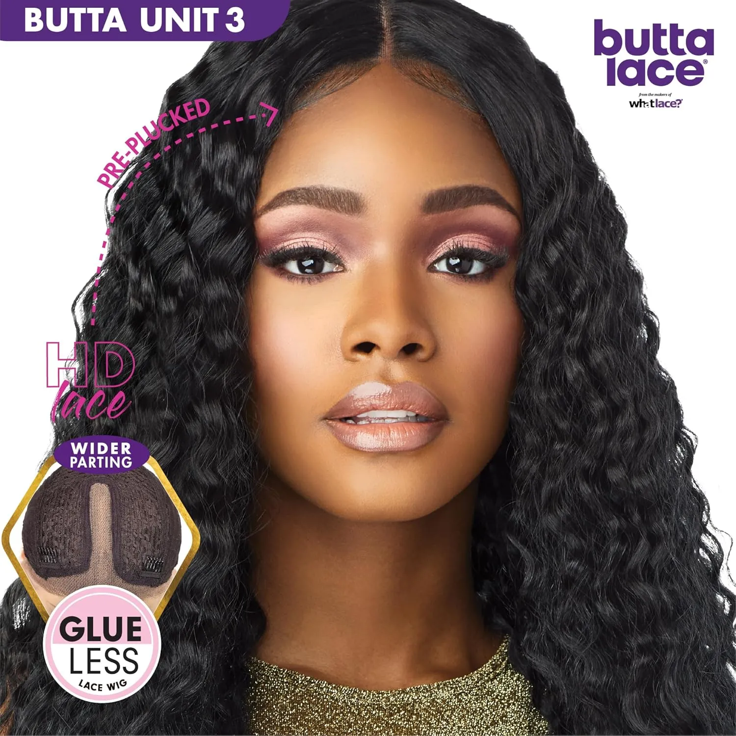 Sensationnel Butta Lace Wigs - Unit 3 Extra Wide 5 Inch Deep Parting Synthetic Preplucked Hairline Glueless Lacefront (Dark Brown 2)