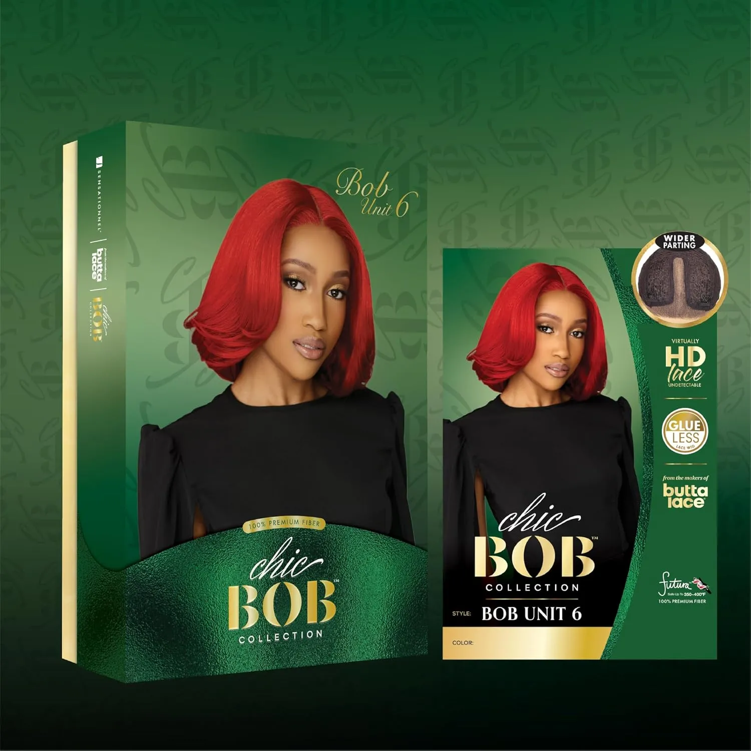 Sensationnel Chicbob Lace Frontwig - Bob Unit 6 Face Framing Glueless Wig Wide 5 Inch Deep Part Synthetic Preplucked Hairline (1 JETBLACK)