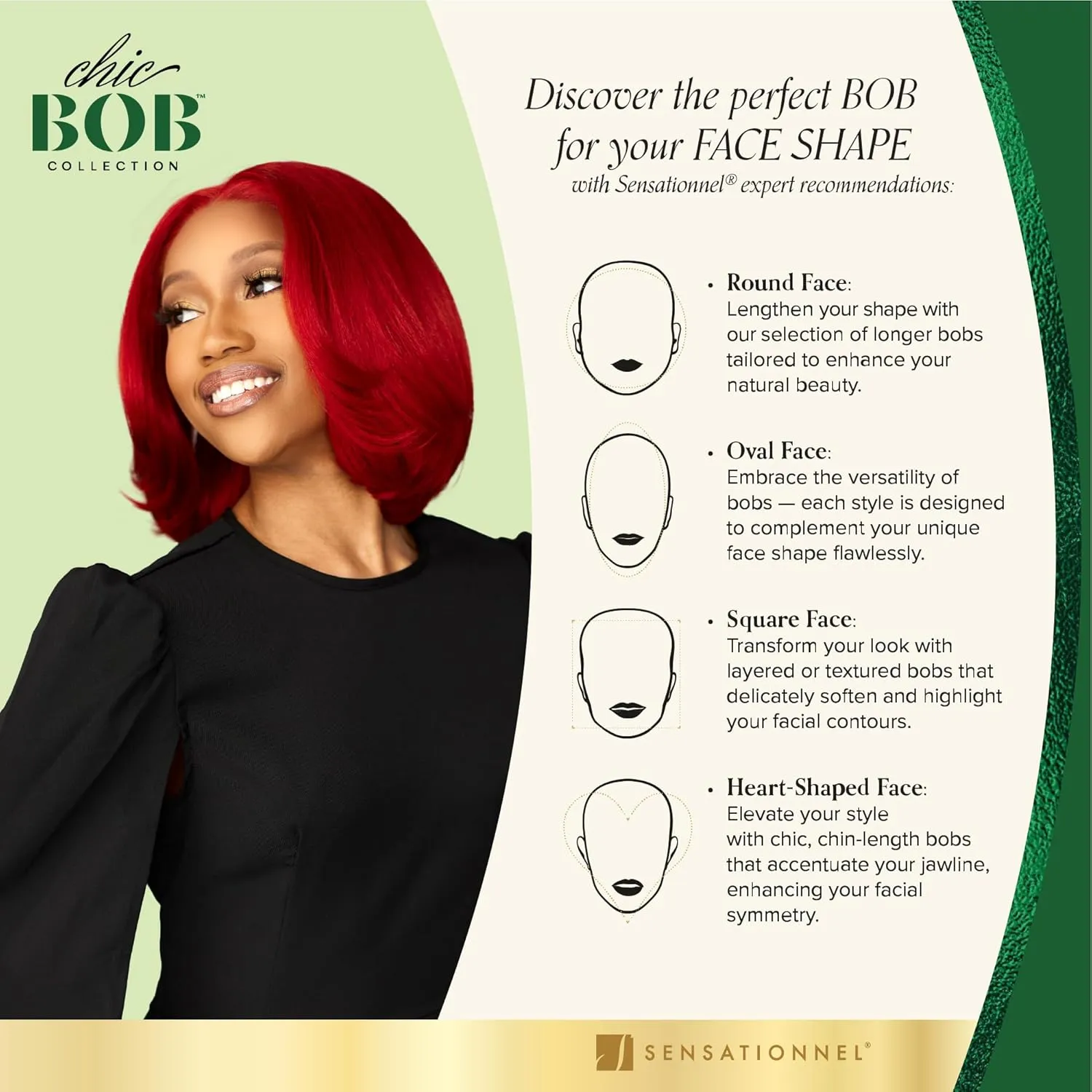Sensationnel Chicbob Lace Frontwig - Bob Unit 6 Face Framing Glueless Wig Wide 5 Inch Deep Part Synthetic Preplucked Hairline (1 JETBLACK)