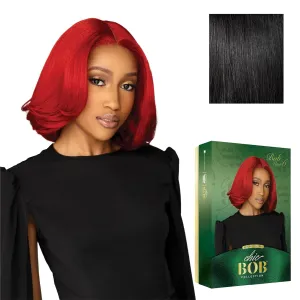 Sensationnel Chicbob Lace Frontwig - Bob Unit 6 Face Framing Glueless Wig Wide 5 Inch Deep Part Synthetic Preplucked Hairline (1 JETBLACK)