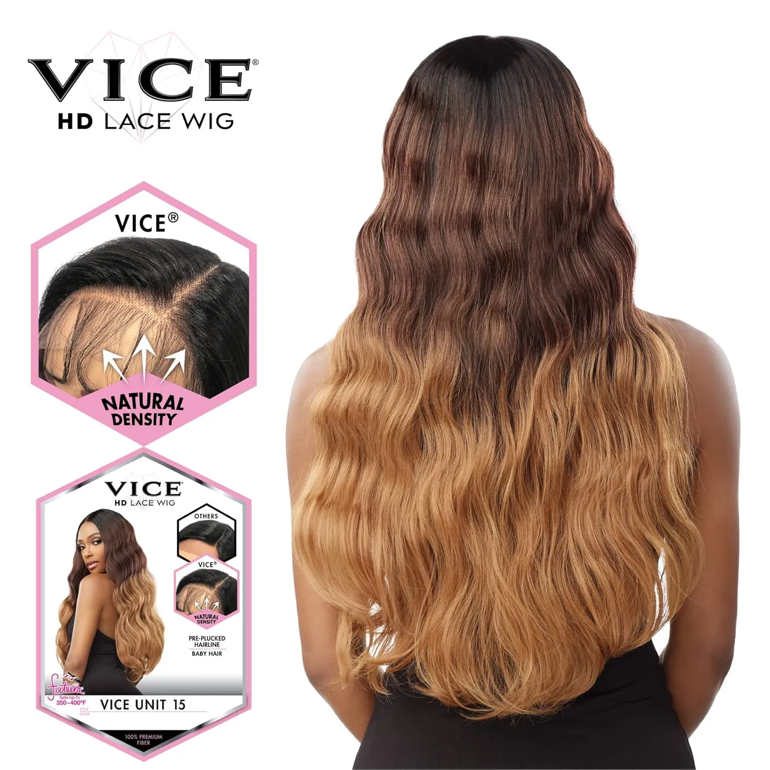 Sensationnel Vice Lace Front Wigs - Unit 15 5 Inch Deep Part Synthetic Preplucked Hairline (2 DARKBROWN)