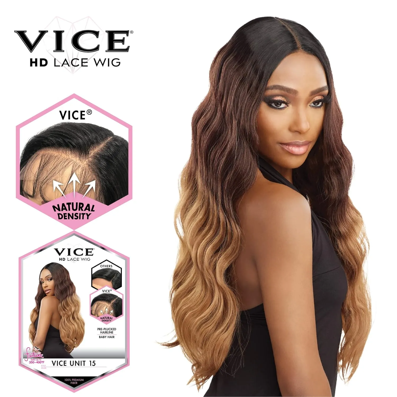 Sensationnel Vice Lace Front Wigs - Unit 15 5 Inch Deep Part Synthetic Preplucked Hairline (2 DARKBROWN)