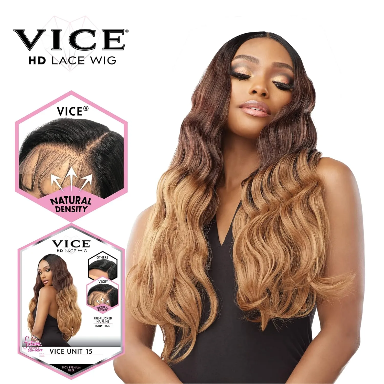 Sensationnel Vice Lace Front Wigs - Unit 15 5 Inch Deep Part Synthetic Preplucked Hairline (2 DARKBROWN)