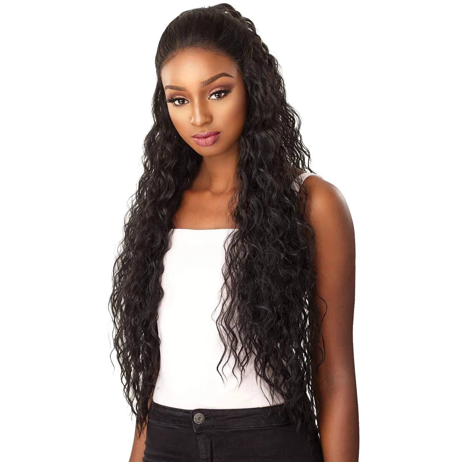 Sensationnel What Lace 13X6 Wigs - Reyna Lacefrontal Hand Tied Glueless Synthetic with Natural Density Preplucked Hairline (2 DARKBROWN)