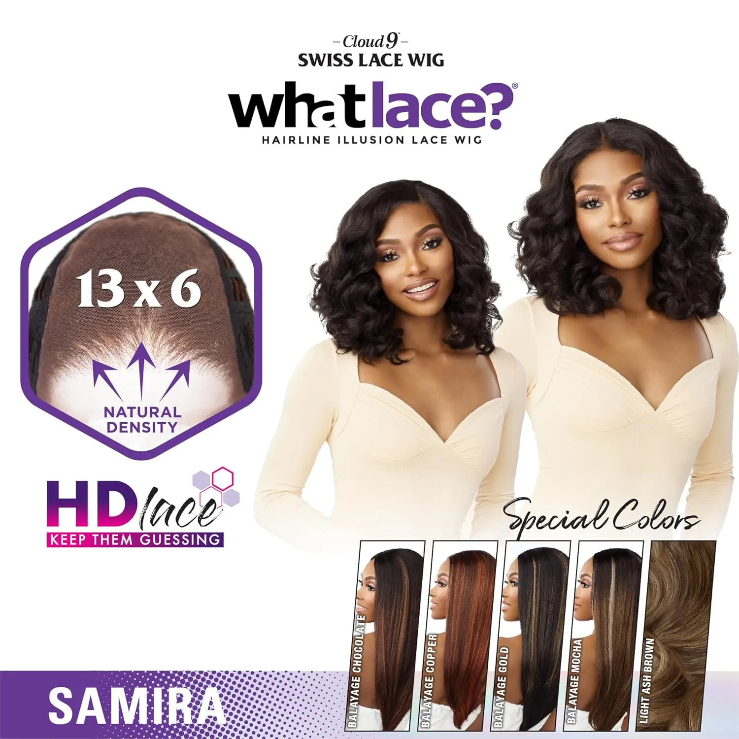 Sensationnel What Lace 13X6 Wigs - Samira Lacefrontal Hand Tied Glueless Synthetic With Natural Density Preplucked Hairline (BALAYAGECOPPER)