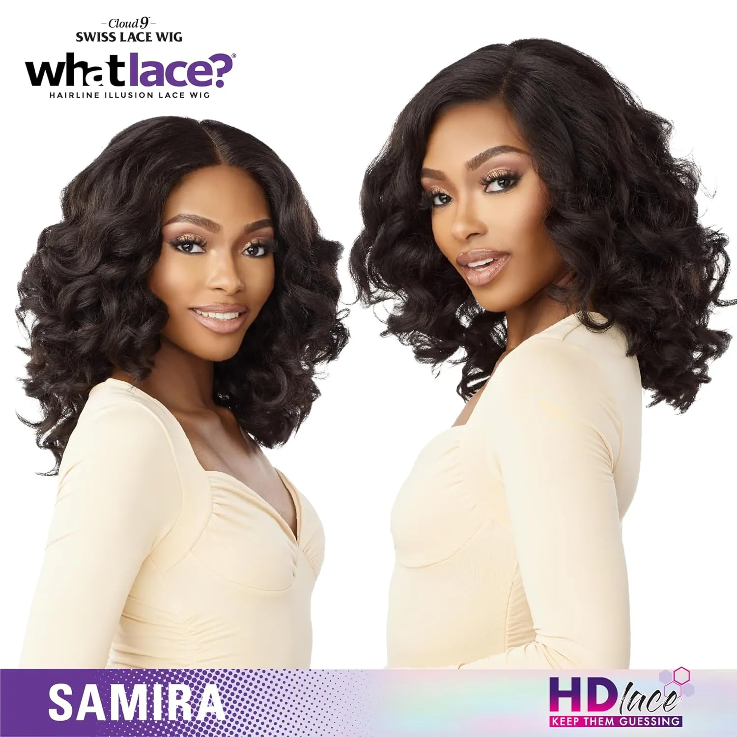 Sensationnel What Lace 13X6 Wigs - Samira Lacefrontal Hand Tied Glueless Synthetic With Natural Density Preplucked Hairline (BALAYAGECOPPER)