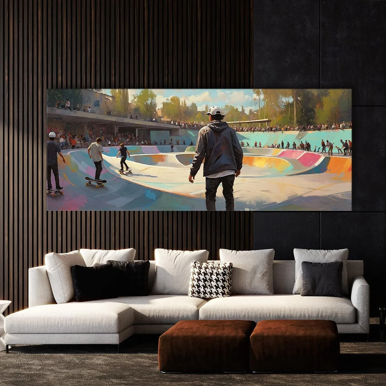Sense Canvas Skate Dynamic Skatepark Vibes 45 Canvas Art - Home Decor Wall Art Print Poster Painting Large 40x16 / 0.75"