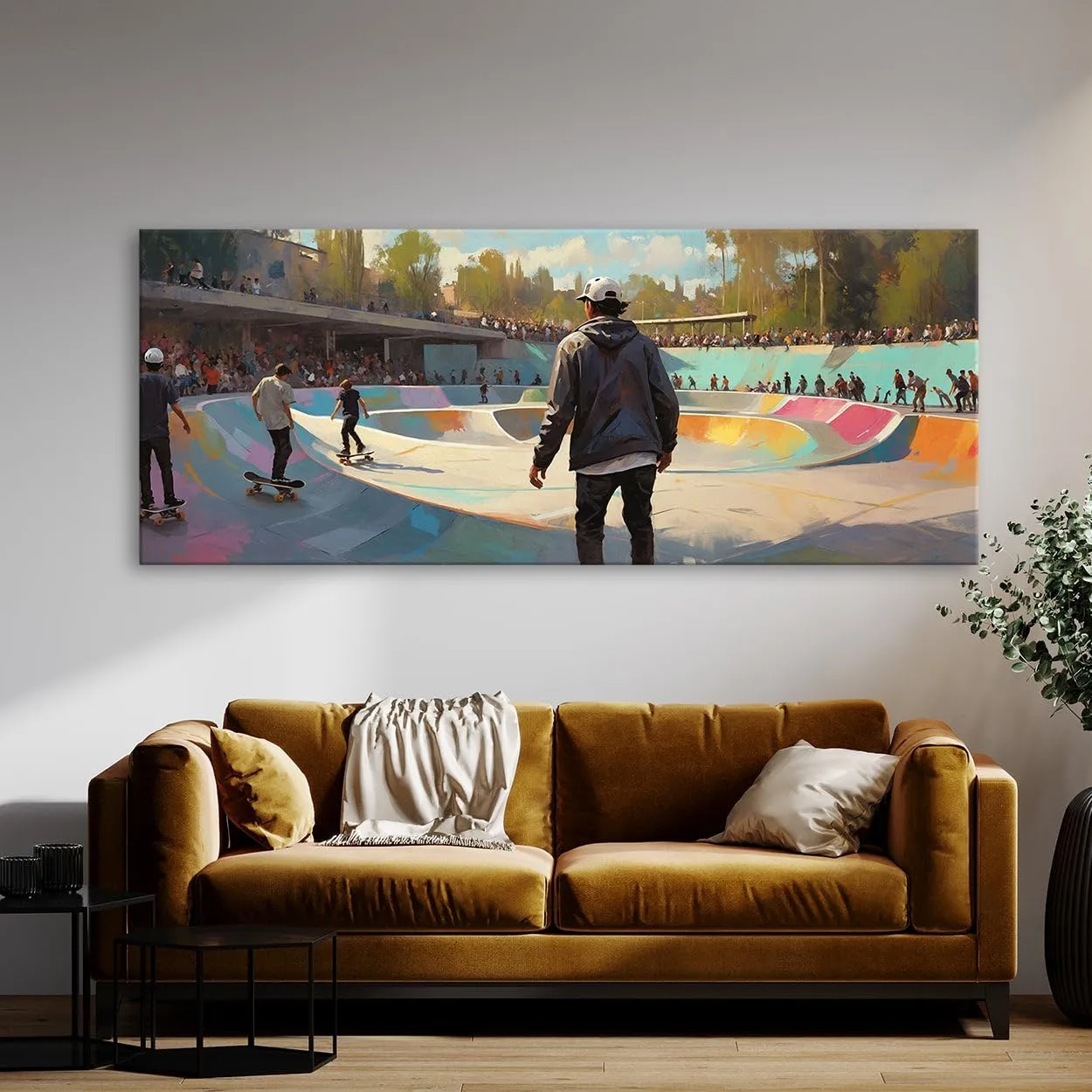 Sense Canvas Skate Dynamic Skatepark Vibes 45 Canvas Art - Home Decor Wall Art Print Poster Painting Large 40x16 / 0.75"