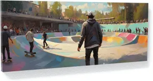 Sense Canvas Skate Dynamic Skatepark Vibes 45 Canvas Art - Home Decor Wall Art Print Poster Painting Large 40x16 / 0.75"