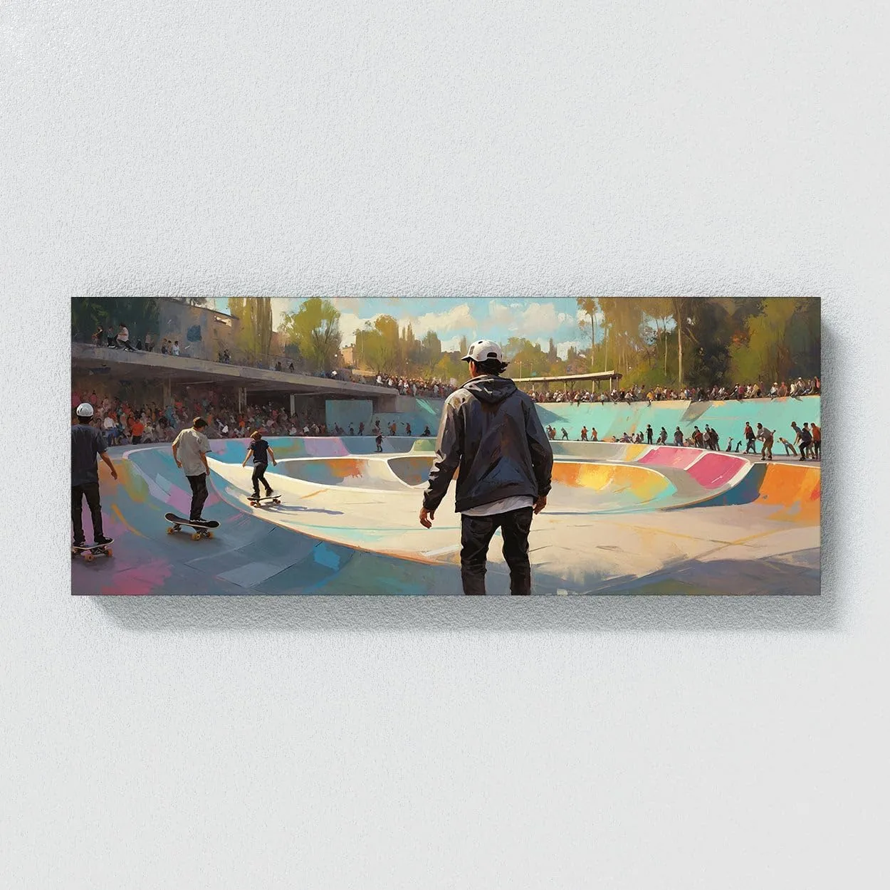 Sense Canvas Skate Dynamic Skatepark Vibes 45 Canvas Art - Home Decor Wall Art Print Poster Painting Large 40x16 / 0.75"