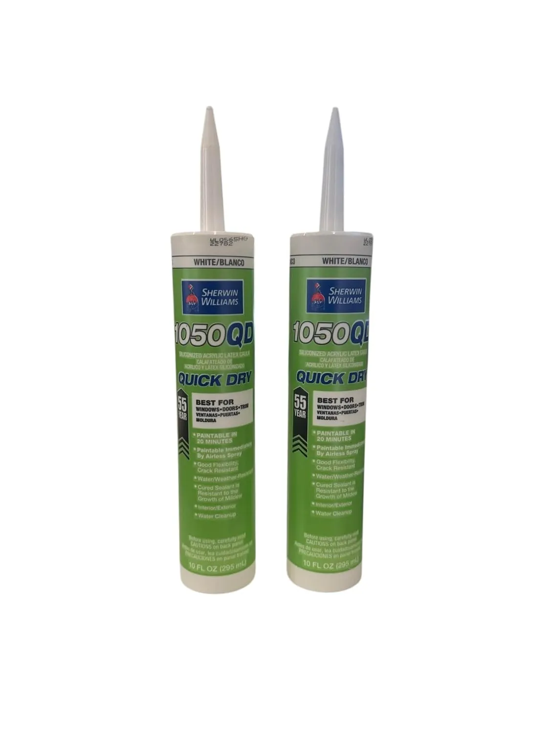 Sherwin Williams 1050QD Siliconized Acrylic Latex Caulk 10.1oz White Quick Dry (2-Pack)