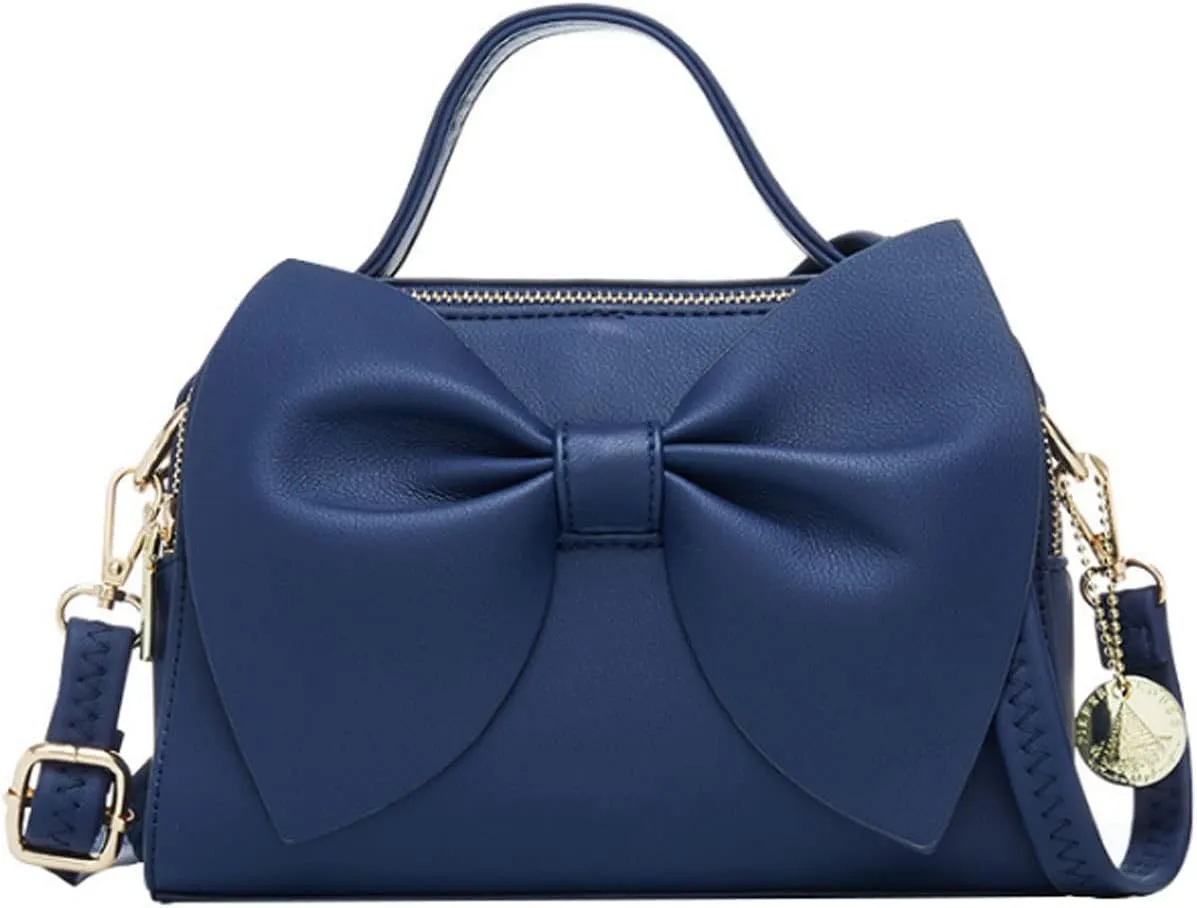 Shoulder Bag for Women PU Leather Purse Bowknot Handbag Fashion Top-Handle Satchel Ladies Crossbody