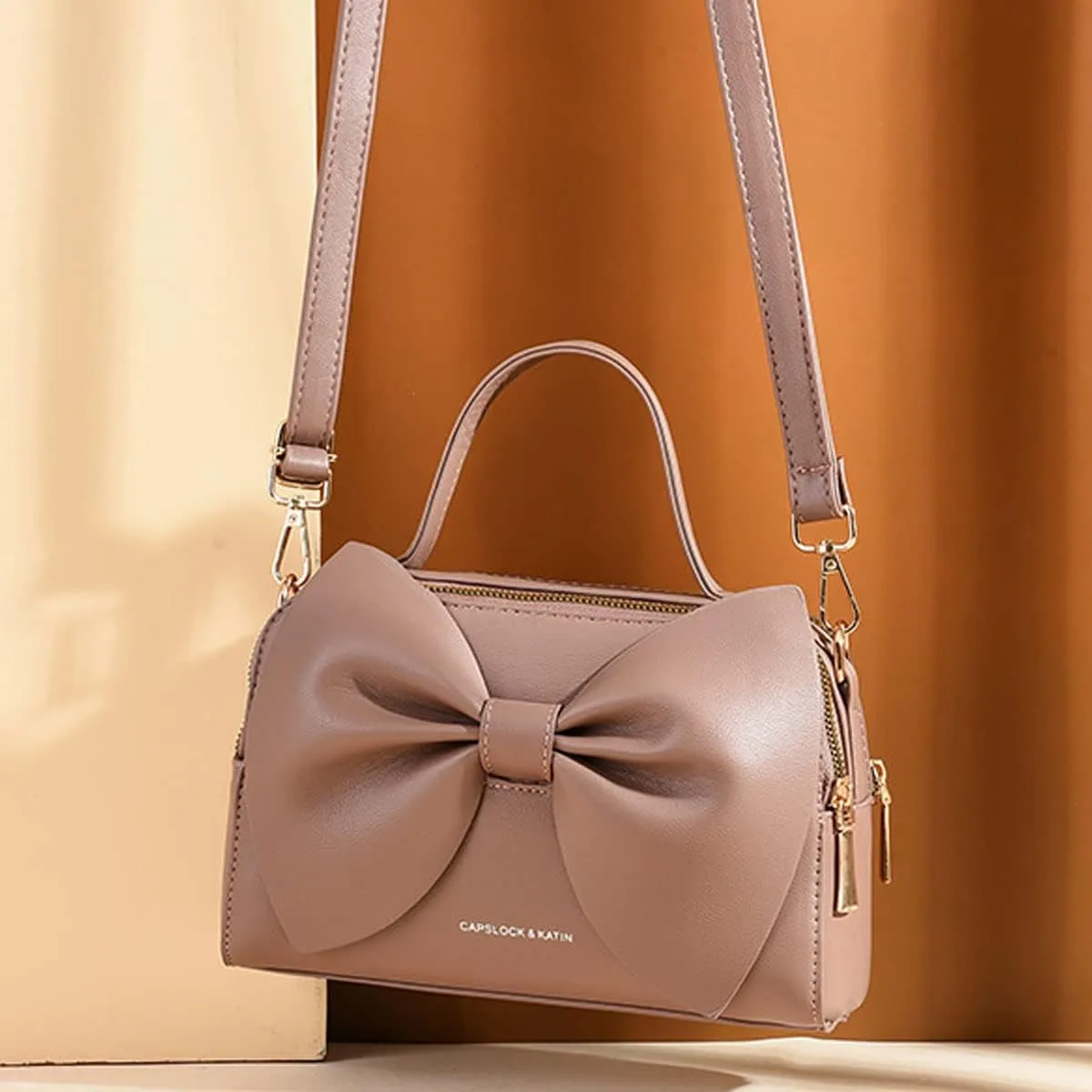 Shoulder Bag for Women PU Leather Purse Bowknot Handbag Fashion Top-Handle Satchel Ladies Crossbody