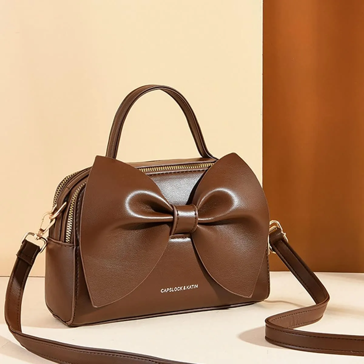 Shoulder Bag for Women PU Leather Purse Bowknot Handbag Fashion Top-Handle Satchel Ladies Crossbody