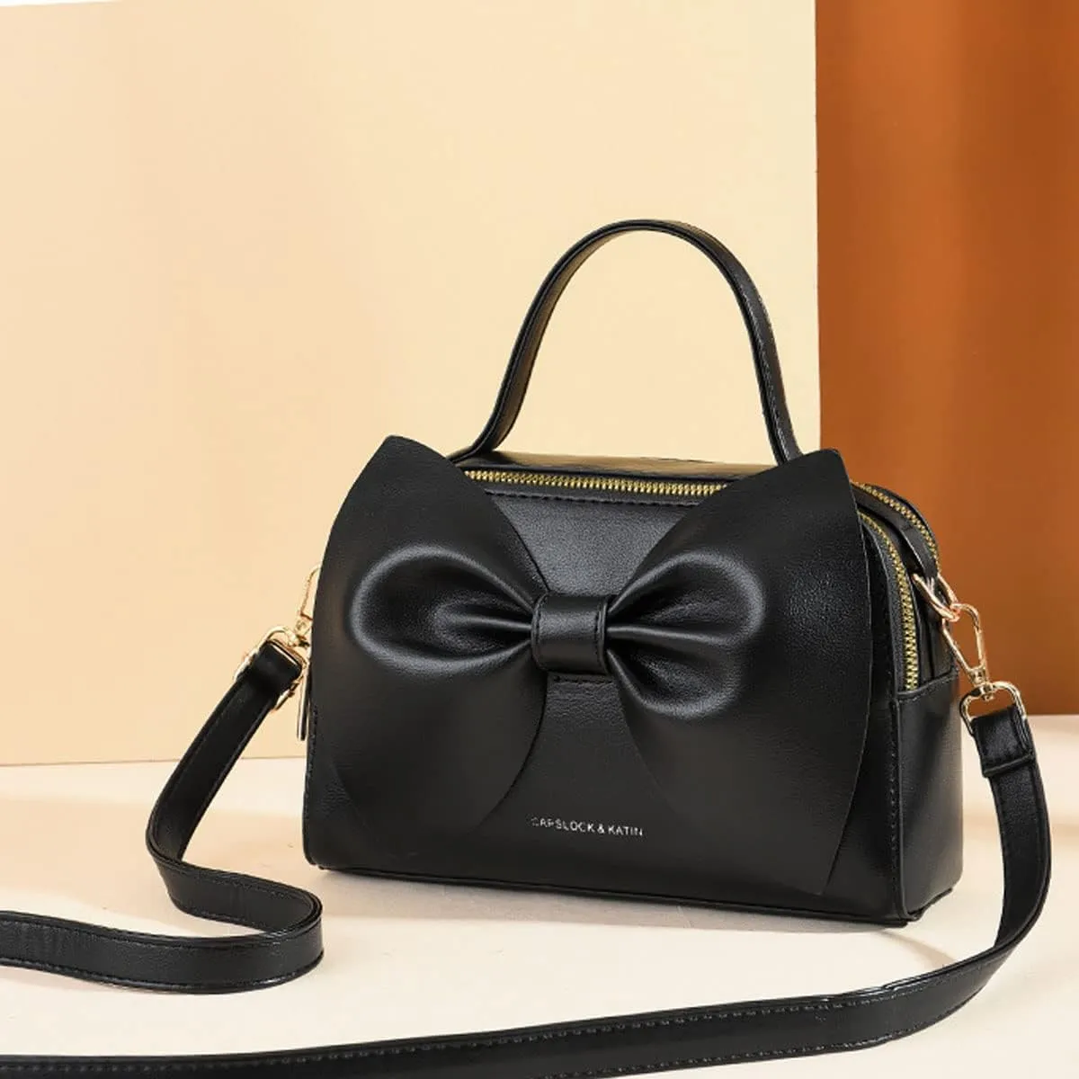 Shoulder Bag for Women PU Leather Purse Girls Bowknot Handbag Fashion Top-Handle Satchel Ladies Crossbody