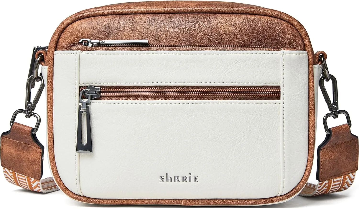Shrrie Quilted Crossbody Bags for Women - Vegan Leather Crossbody Purses Triple Pocket Small Purses for Women Wide Strap