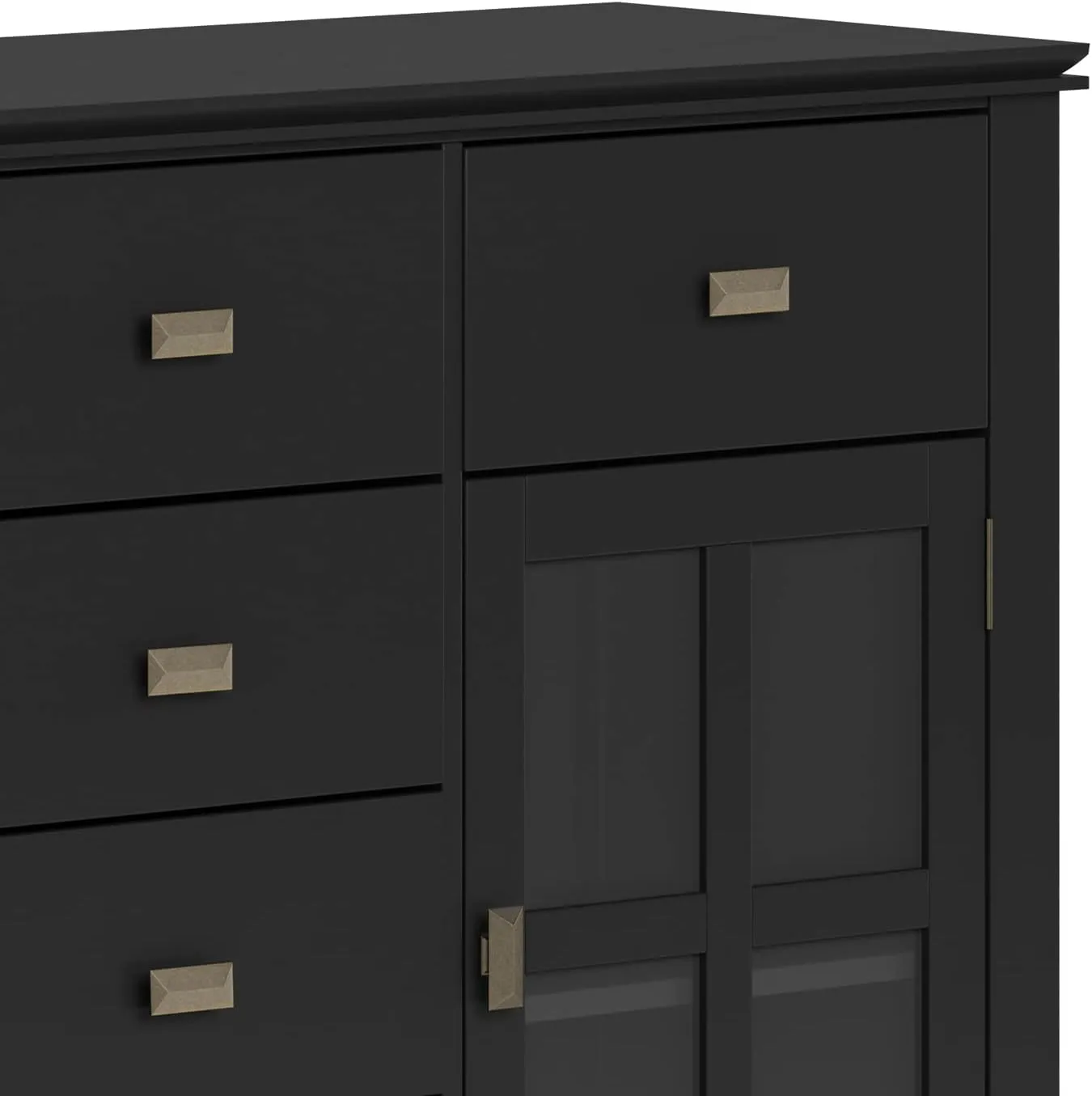 SIMPLIHOME Artisan Buffet - 54 inch Wide Solid Wood 3-Door Sideboard Buffet in Black, Contemporary Storage Cabinet for Dining Room or Kitchen with Adjustable Shelves and Bronze Hardware