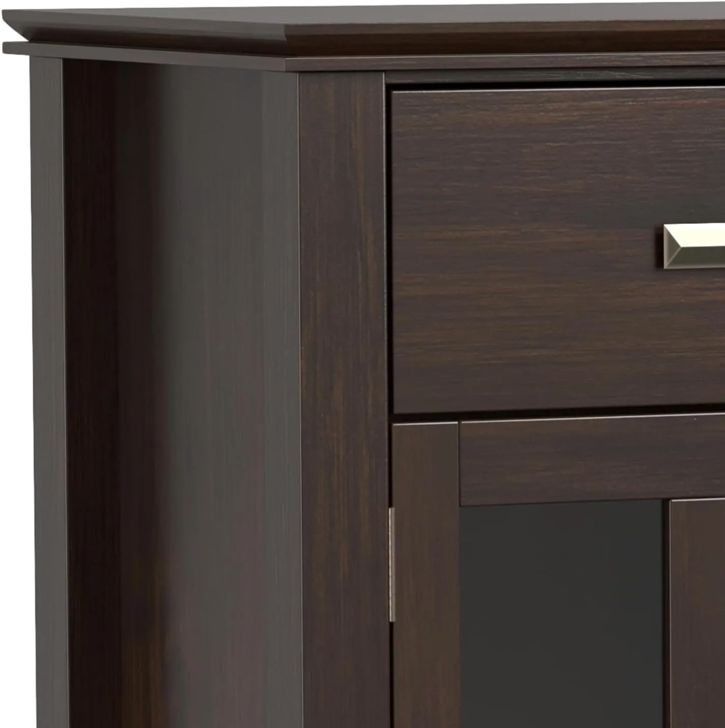 SIMPLIHOME Artisan Buffet - 54 inch Wide Solid Wood 3-Door Sideboard Buffet in Dark Chestnut Brown, Transitional Storage Cabinet for Dining Room or Kitchen with Adjustable Shelves and Bronze Hardware