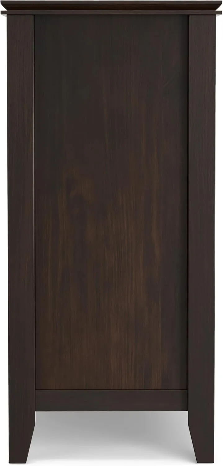 SIMPLIHOME Artisan Buffet - 54 inch Wide Solid Wood 3-Door Sideboard Buffet in Dark Chestnut Brown, Transitional Storage Cabinet for Dining Room or Kitchen with Adjustable Shelves and Bronze Hardware