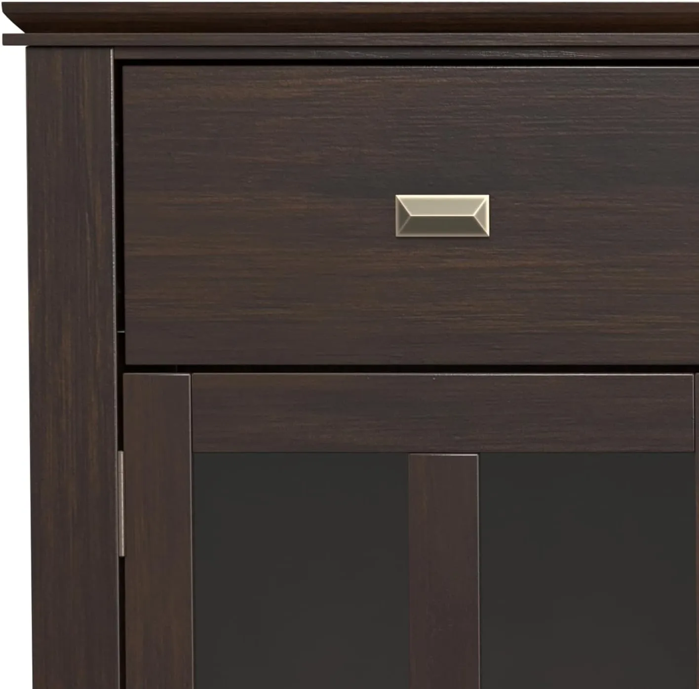 SIMPLIHOME Artisan Buffet - 54 inch Wide Solid Wood 3-Door Sideboard Buffet in Dark Chestnut Brown, Transitional Storage Cabinet for Dining Room or Kitchen with Adjustable Shelves and Bronze Hardware