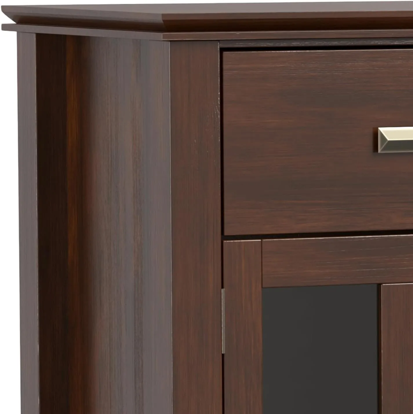 SIMPLIHOME Artisan Buffet - 54 inch Wide Solid Wood 3-Door Sideboard Buffet in Russet Brown, Transitional Storage Cabinet for Dining Room or Kitchen with Adjustable Shelves and Bronze Hardware