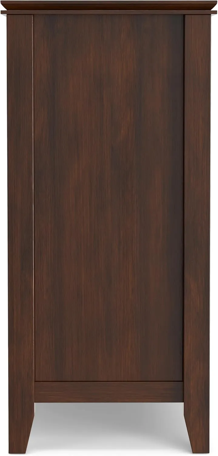SIMPLIHOME Artisan Buffet - 54 inch Wide Solid Wood 3-Door Sideboard Buffet in Russet Brown, Transitional Storage Cabinet for Dining Room or Kitchen with Adjustable Shelves and Bronze Hardware