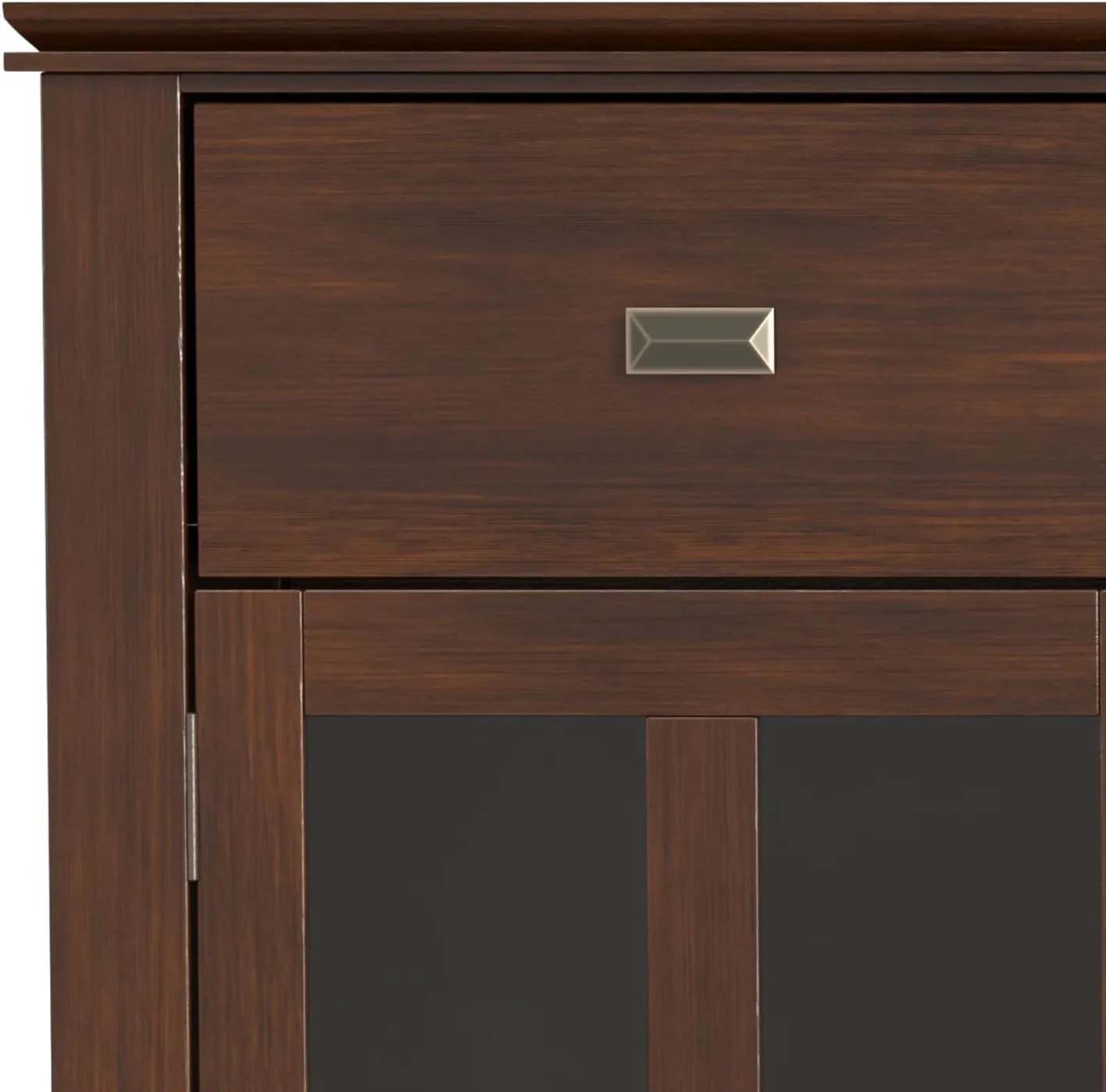 SIMPLIHOME Artisan Buffet - 54 inch Wide Solid Wood 3-Door Sideboard Buffet in Russet Brown, Transitional Storage Cabinet for Dining Room or Kitchen with Adjustable Shelves and Bronze Hardware