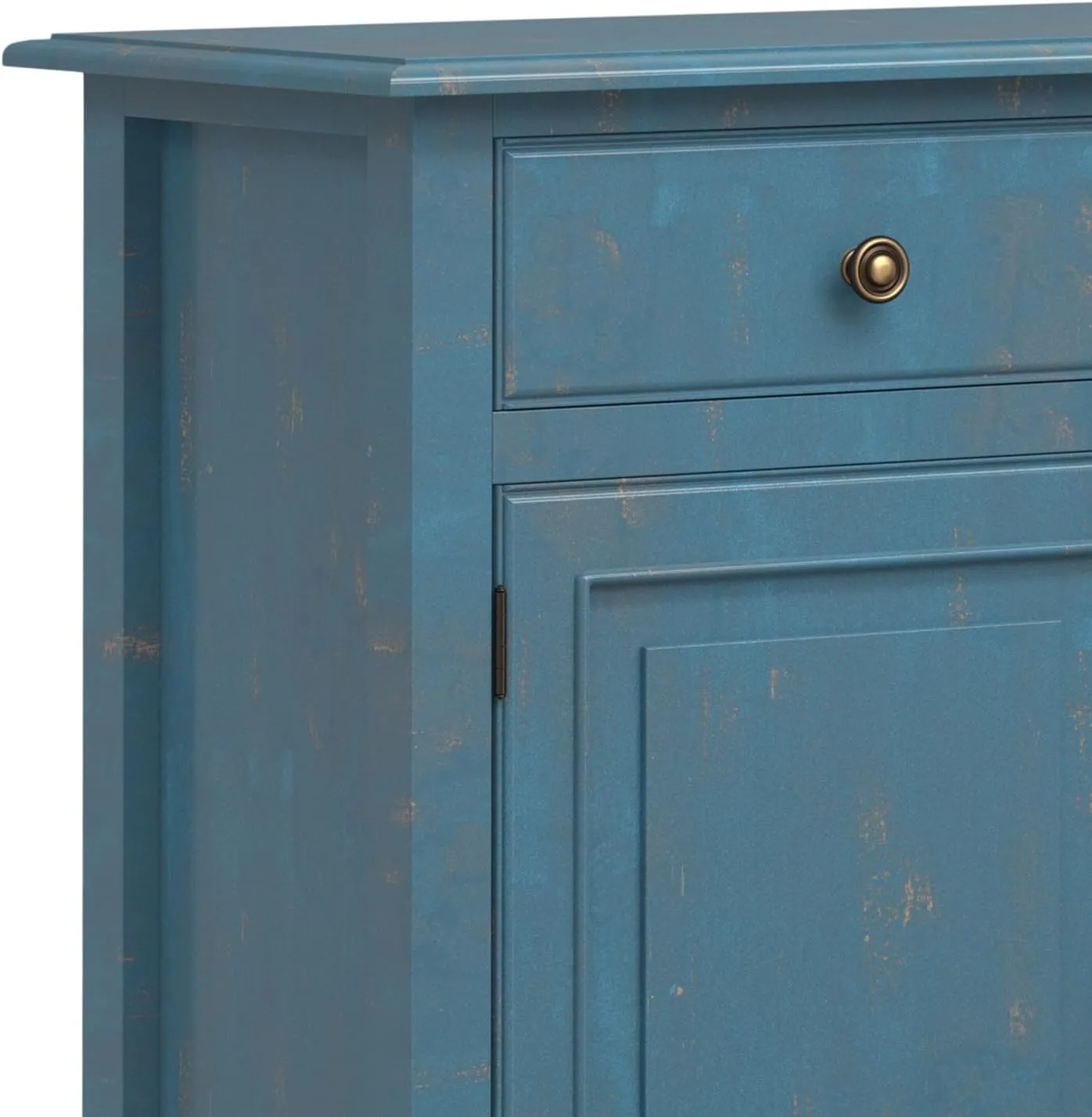 SIMPLIHOME Connaught 40-inch Wide Solid Wood Storage Cabinet in Distressed Coastal Blue for Entryway, Living Room or Bedroom, Organizer for Hats, Gloves, Shoes, Keys, Slim Design, Traditional Style